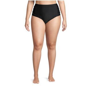 Catalina Black Ruched Sides Hi Banded Waist Boy Short Swim Bottoms Plus Size 1X